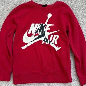 Nike Air Jordan Red Unisex Size Youth Medium Pullover Crewneck Sweatshirt Retro